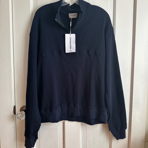Cotton Citizen Cooper Half Zip Thermal Pullover Navy Blue NWT Size M - Picture 4 of 10